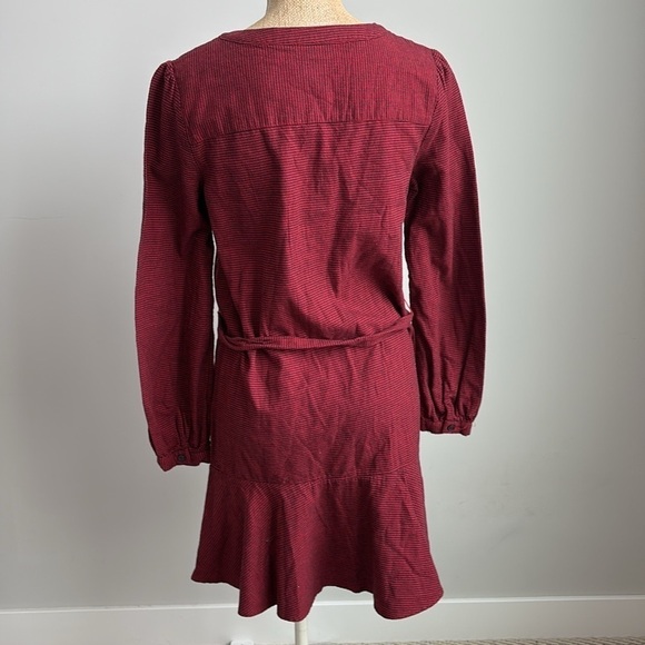 Gap Red Houndstooth Henley Dress Belted Button Up XS NEW! - Picture 8 of 10